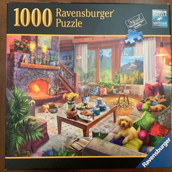 1000 Piece Ravensburger Puzzle "Cozy Cabin" - Picture 1 of 2